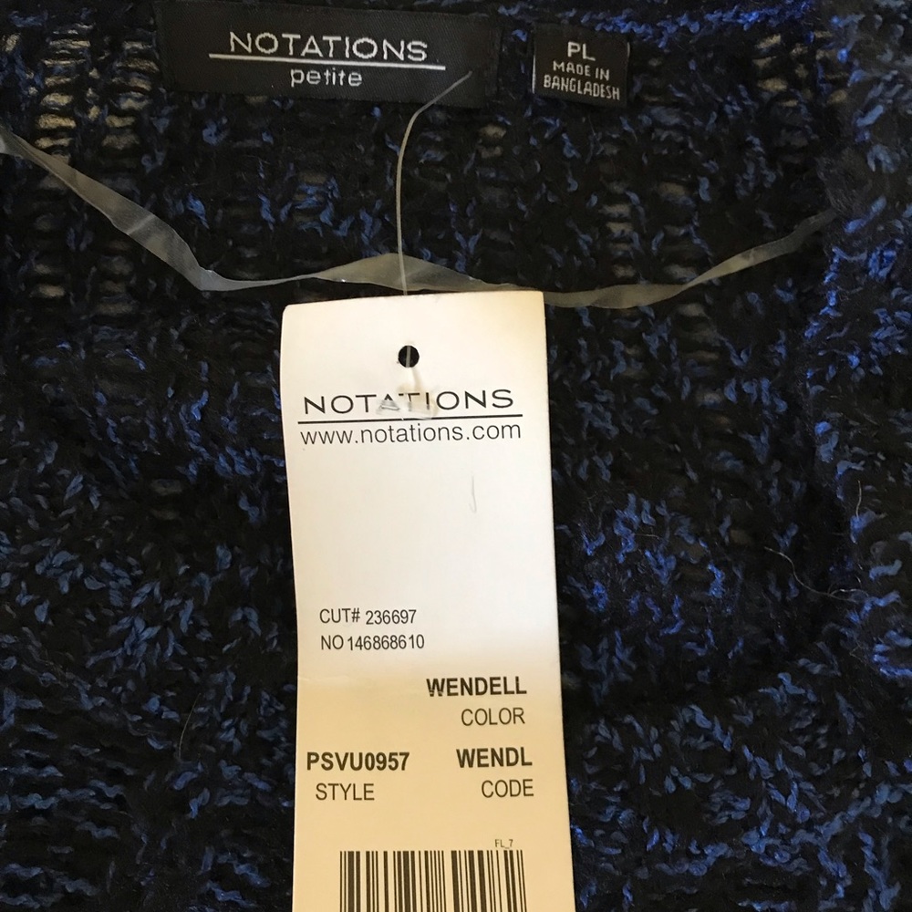HOST PICK Notations Blue Long Sleeve Sweater NWT “Wendell” Size PL Warm - Picture 5 of 6